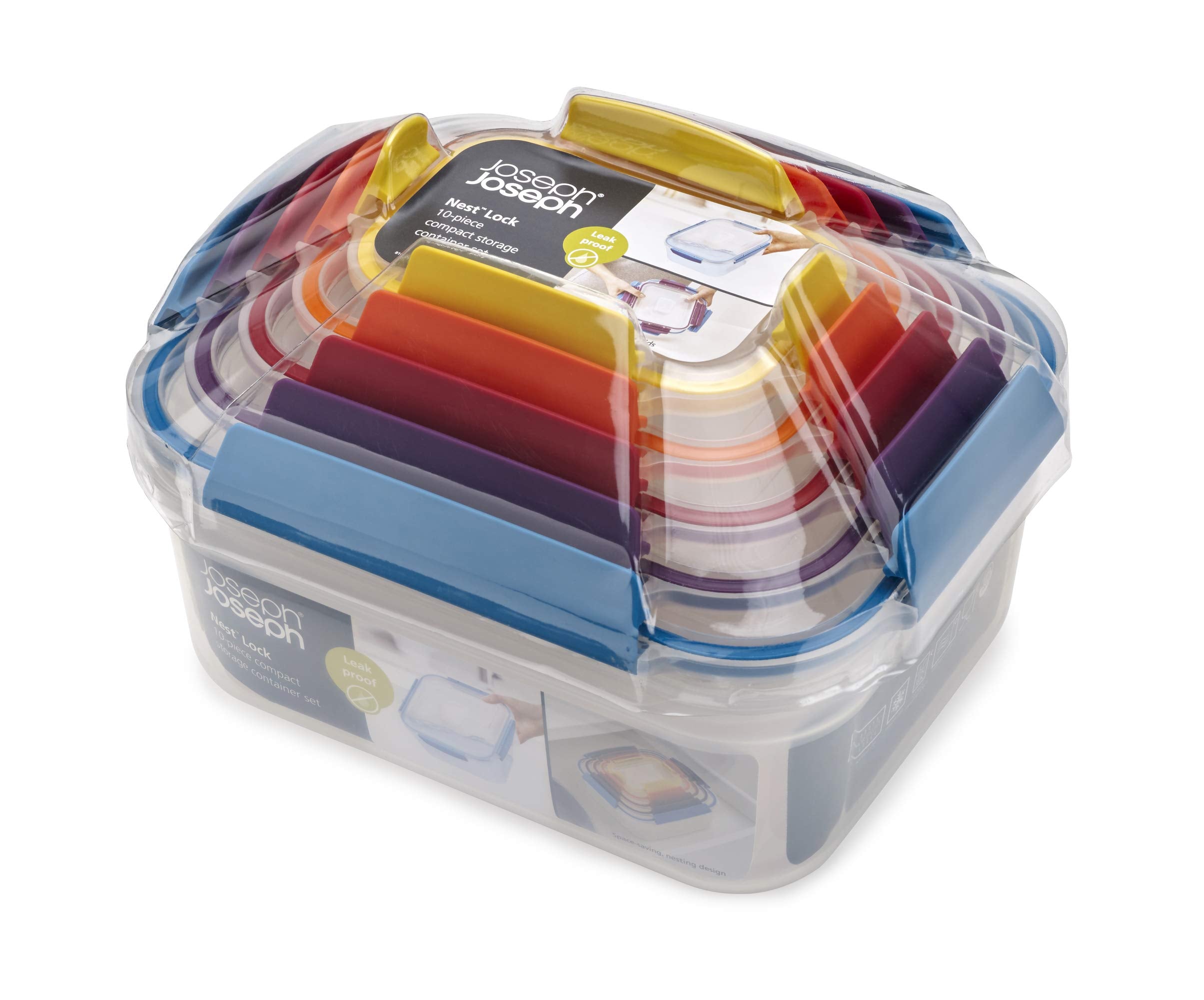 Joseph Joseph containers on top-rack dishwasher highlighting easy cleaning