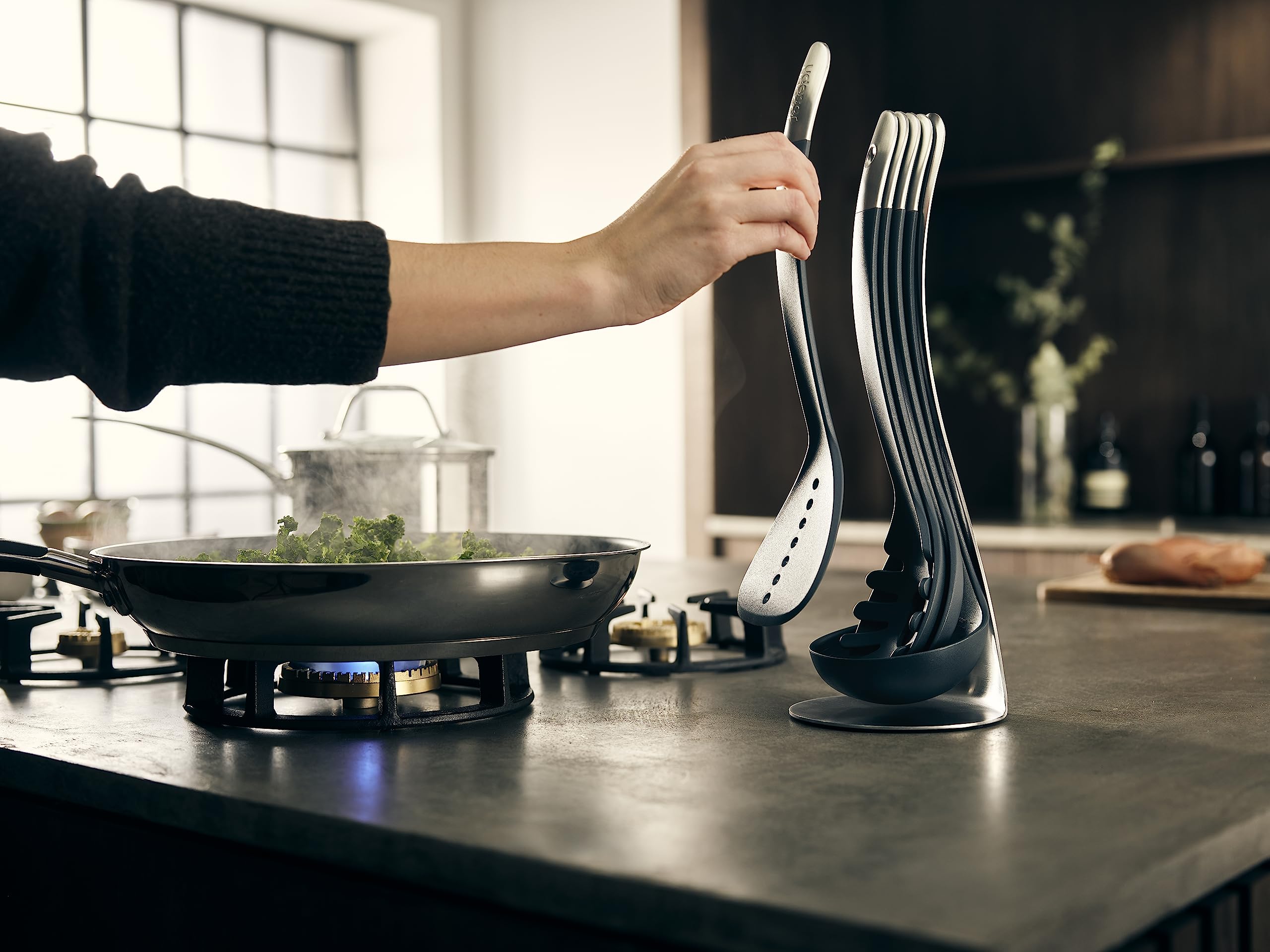 joseph joseph utensils displayed in a kitchen for organized countertop