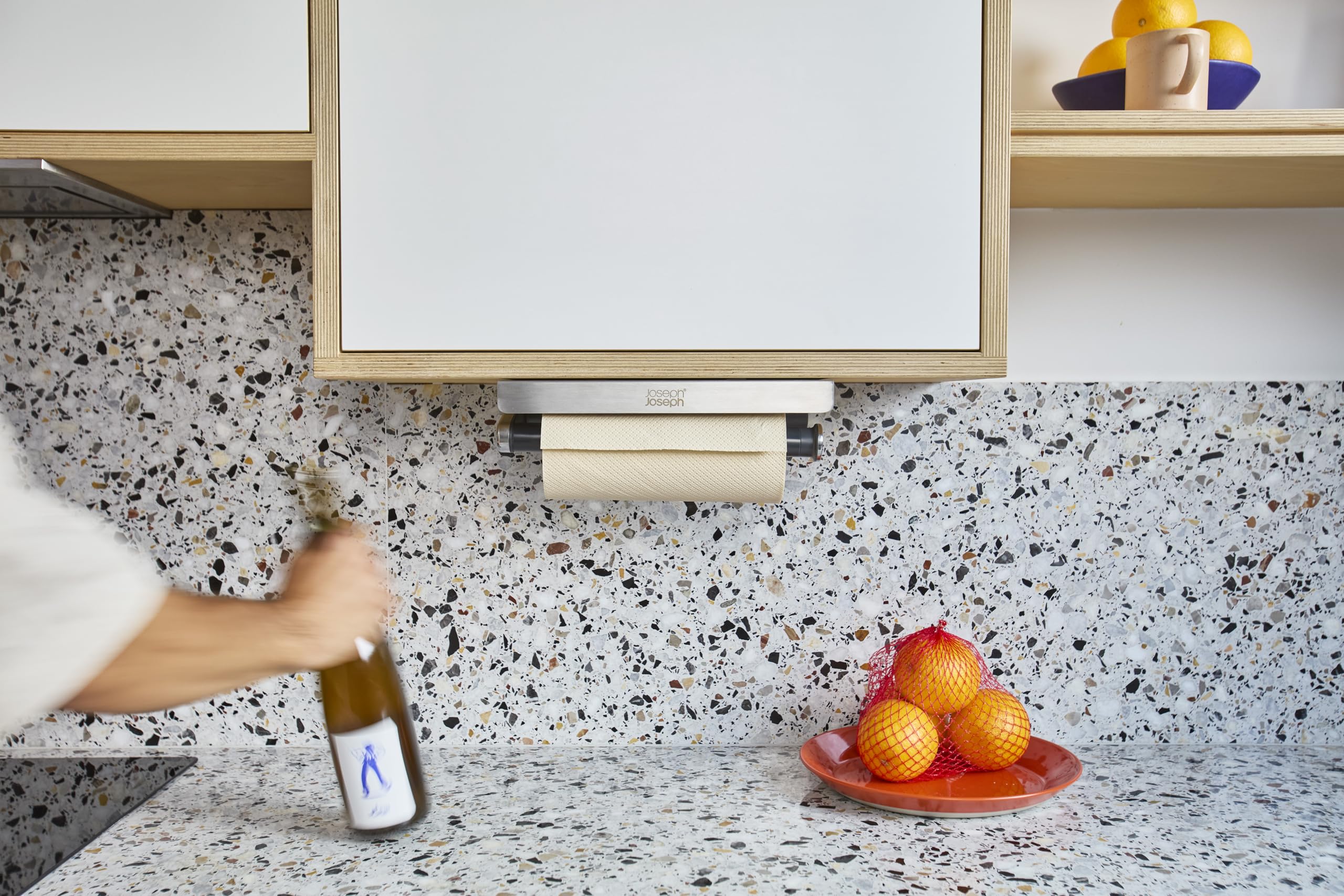 Joseph Joseph RollGrip in a modern kitchen lifestyle scene showing tidy counters and stylish integration