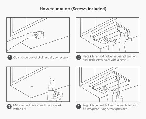 Joseph Joseph mounting screws and bracket laid out demonstrating simple, included installation hardware