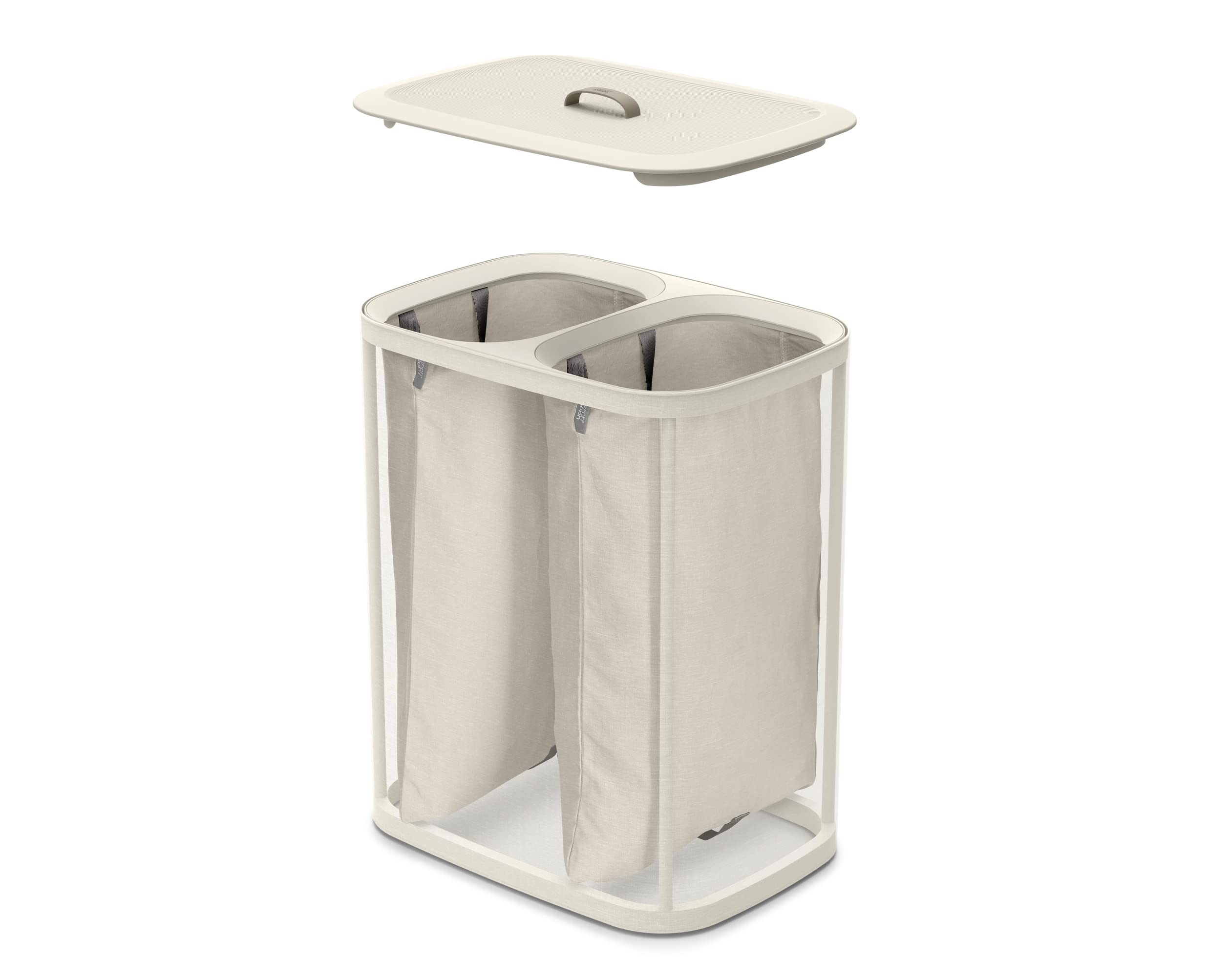 Joseph Joseph Tota in bathroom setting demonstrating discreet, stylish laundry storage