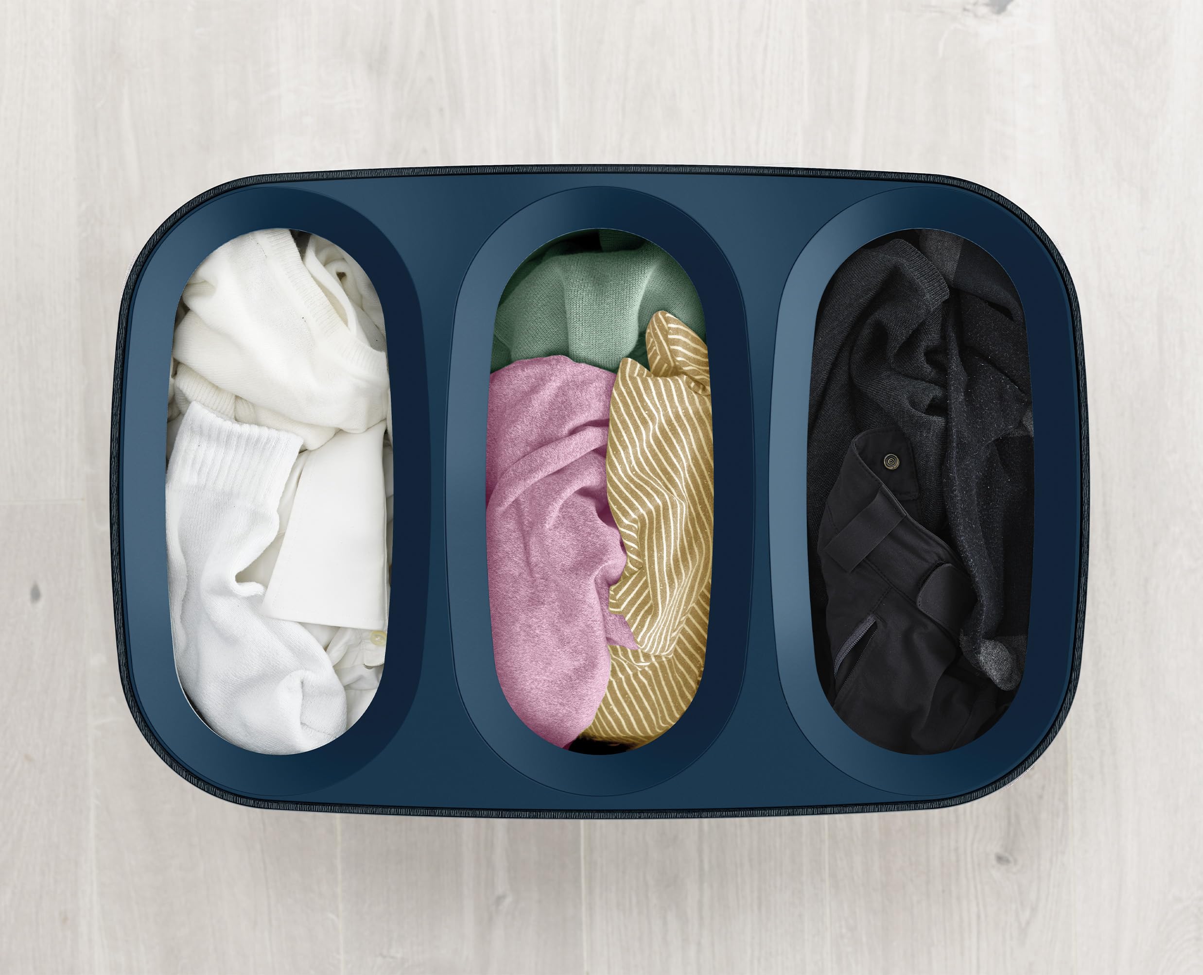 Joseph Joseph top view with three removable bags showing organized sorting benefit
