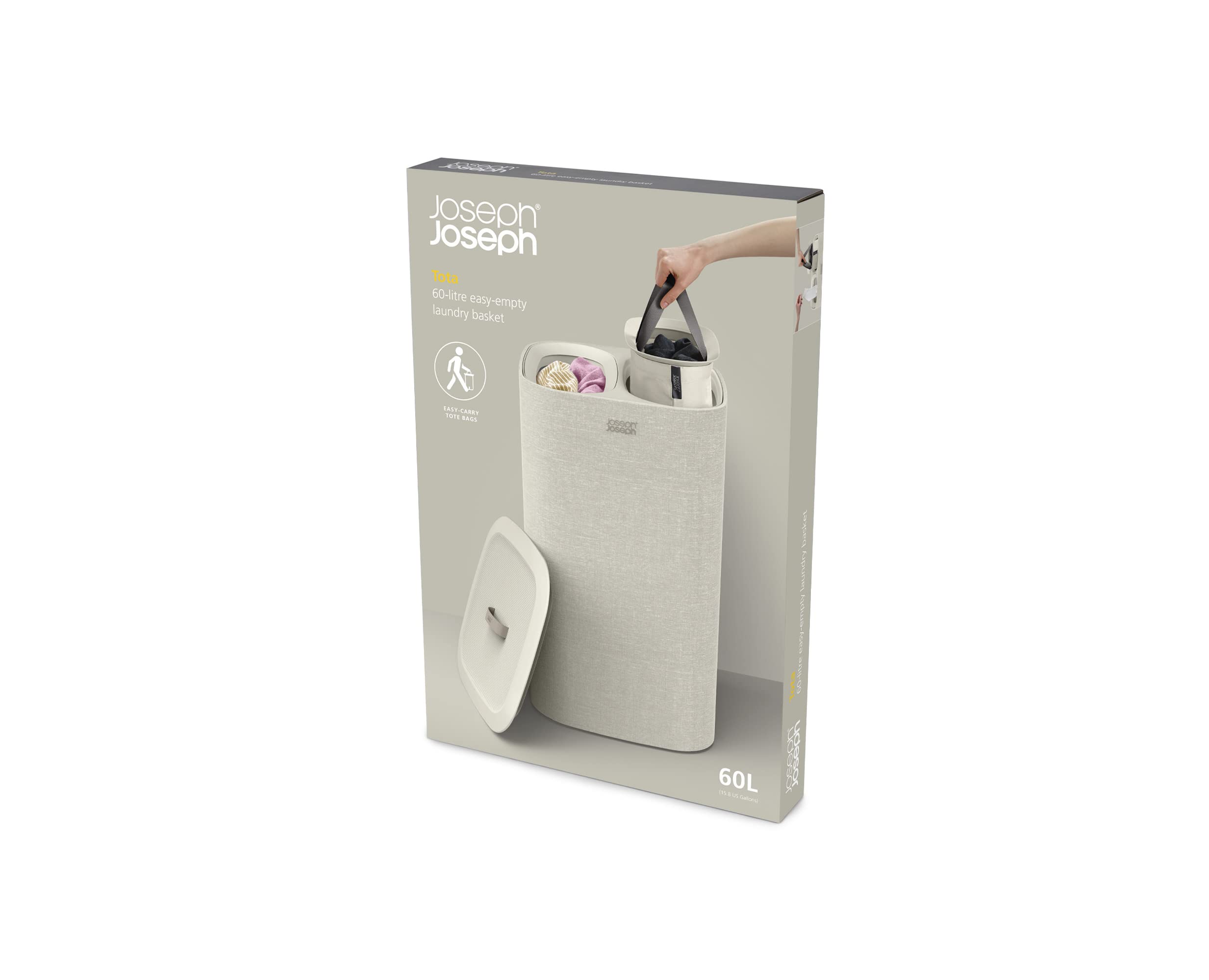 Joseph Joseph Tota with lid in bathroom illustrating discreet storage and neat appearance