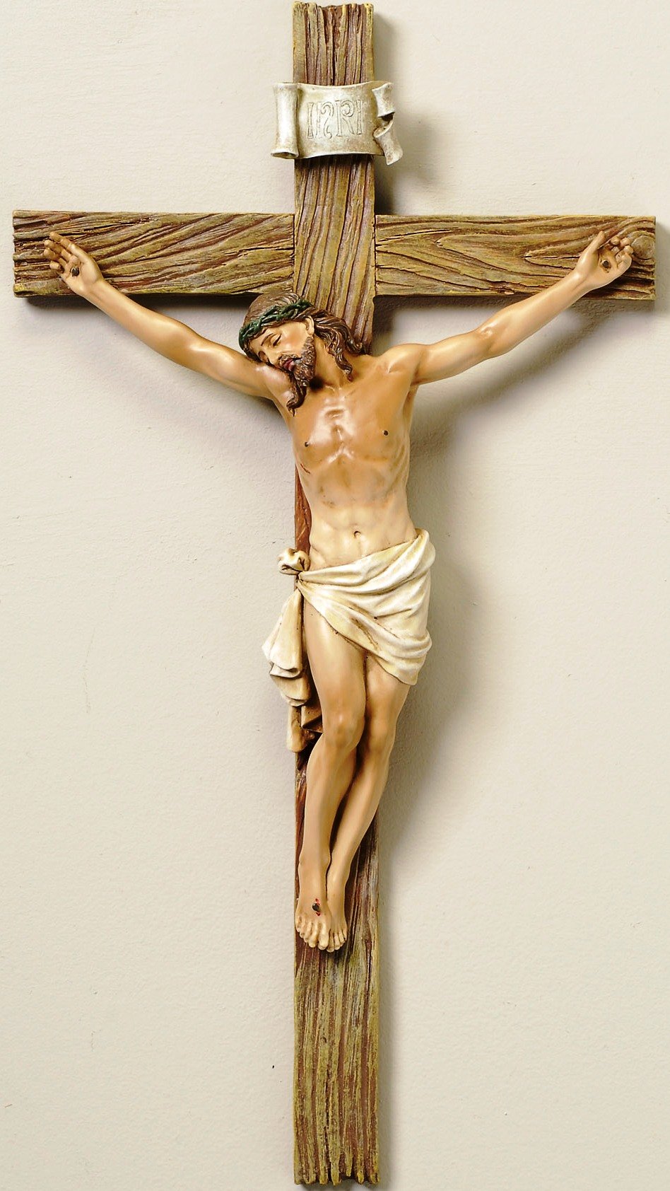 Joseph's Studio crucifix close-up of sculpted detail highlighting craftsmanship and texture