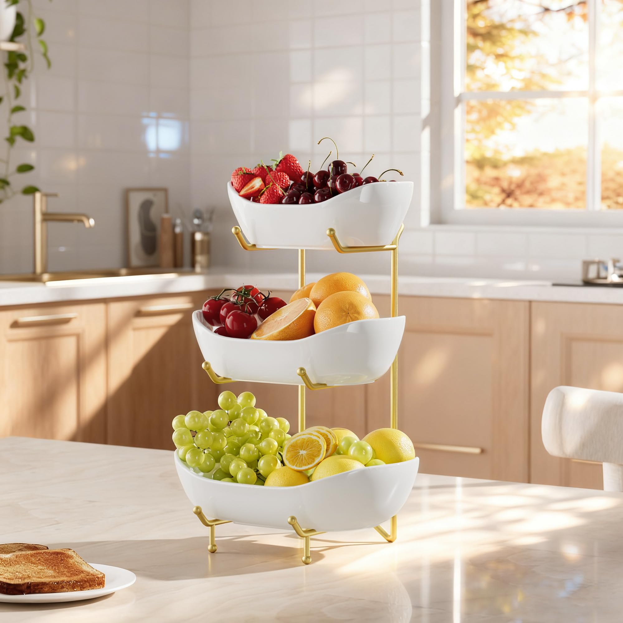 Josmimic top tier filled with citrus, bright display and quick snack access