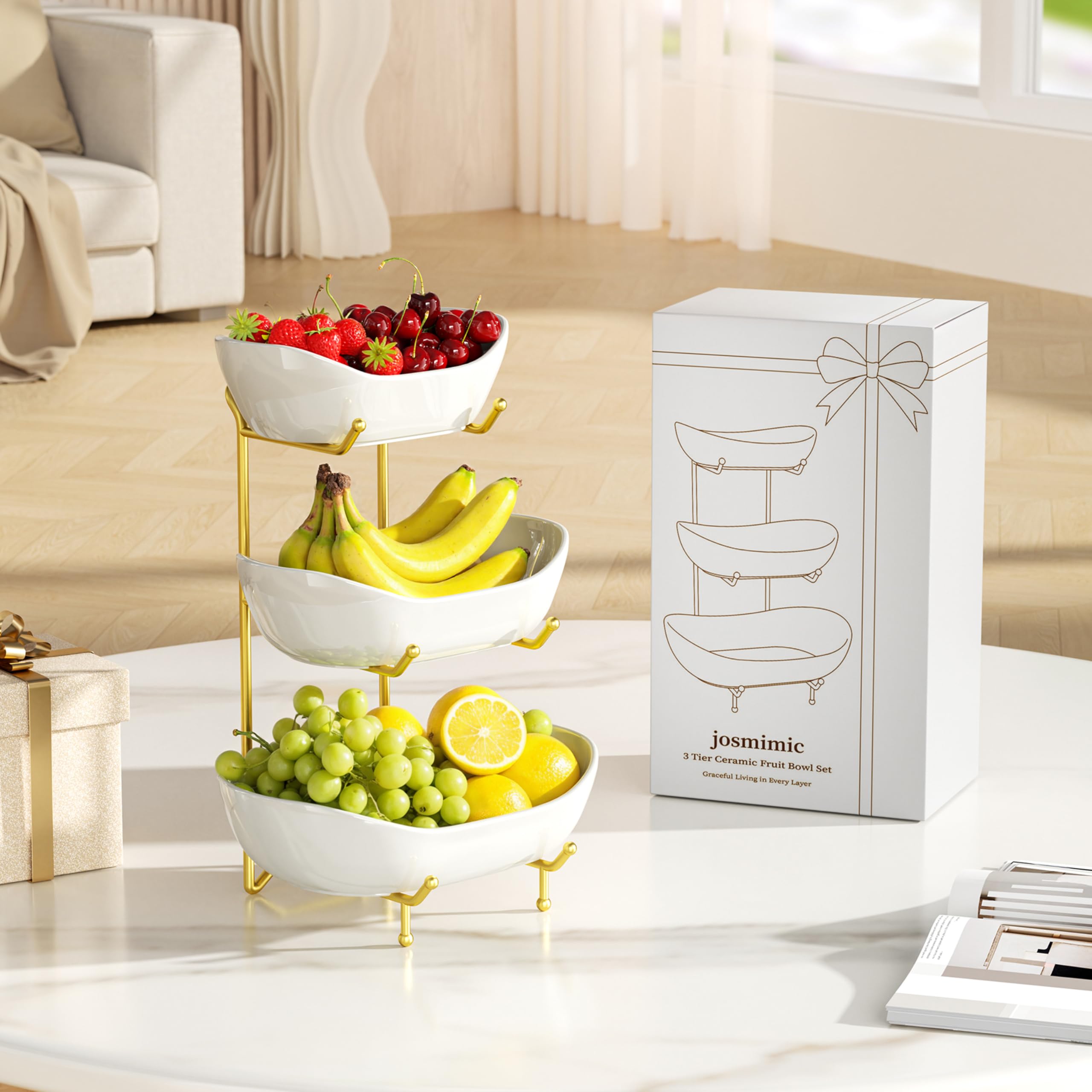 Josmimic beside a cutting board to show scale and compact countertop footprint