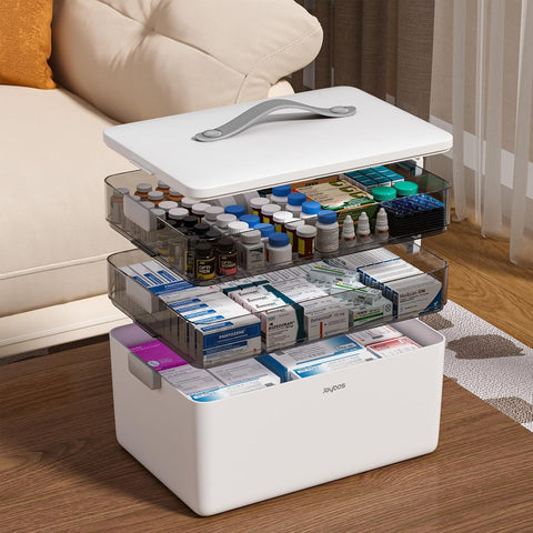 JOYBOS front view of stacked medicine box showing neat organization and accessibility