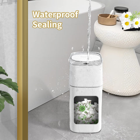 JOYBOS placed beside bathroom vanity illustrating compact placement benefit: saves floor space