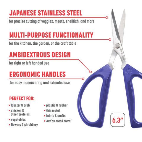 JOYCE CHEN closeup of stainless blades highlighting sharp edge and long-lasting performance