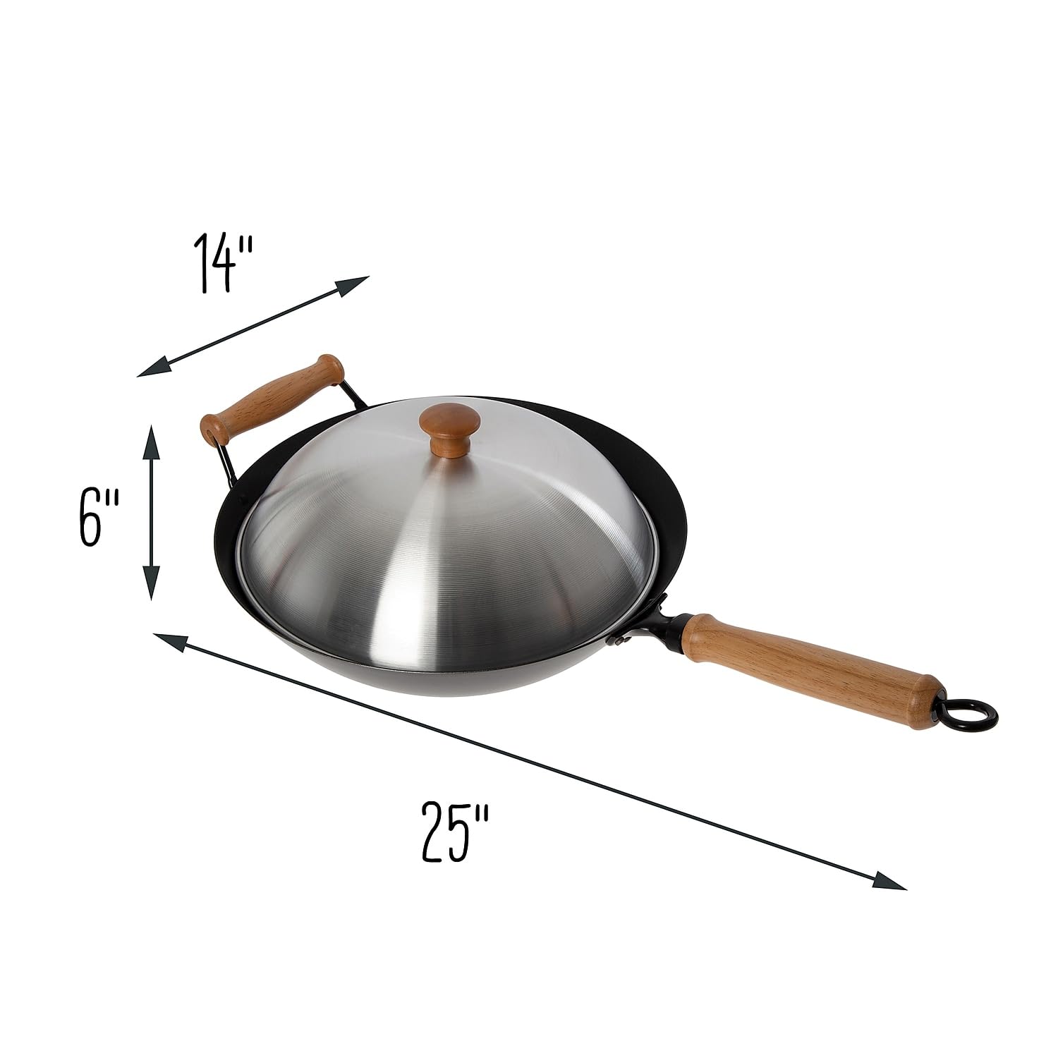 JOYCE CHEN maple wood handle detail showing secure grip and oven safety