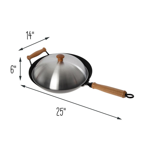 JOYCE CHEN maple wood handle detail showing secure grip and oven safety