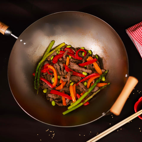 JOYCE CHEN wok stored on shelf demonstrating easy kitchen storage