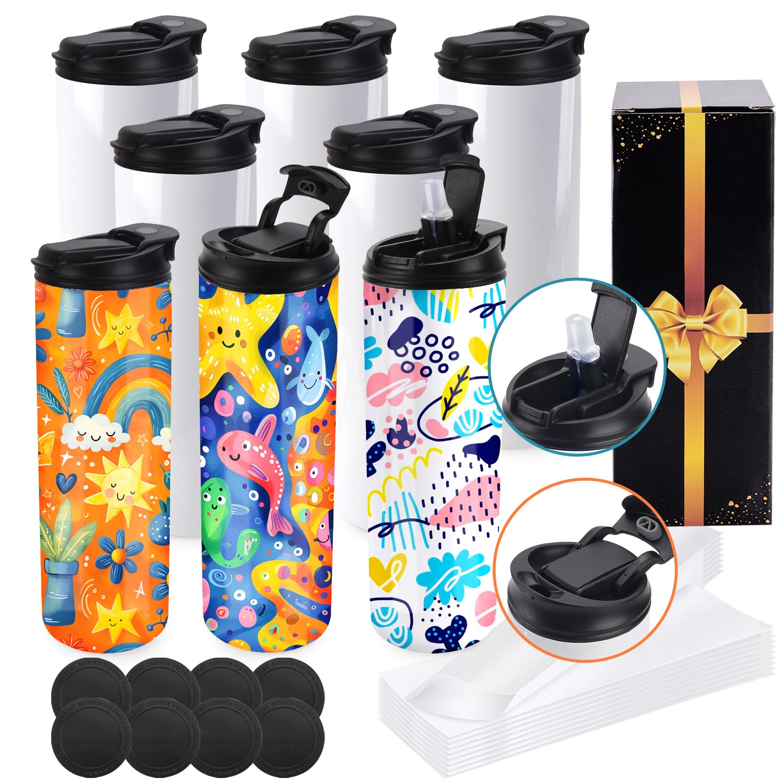 Joyclub front view of 20 oz tumbler pack showing ready-to-print surface and included lid