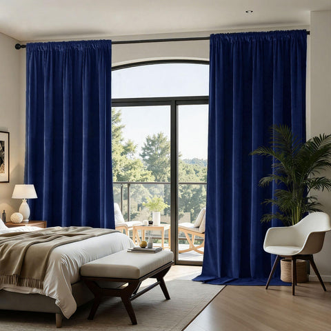 Joydeco curtains next to chair showing scale and room proportion benefits