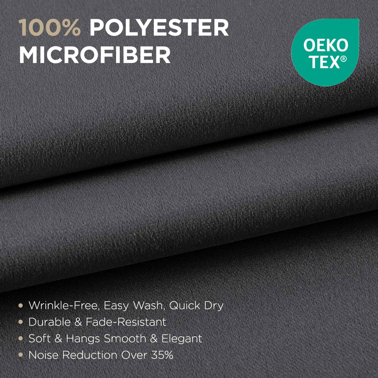 Joydeco close-up of microfiber texture, highlights dense weave for light blocking