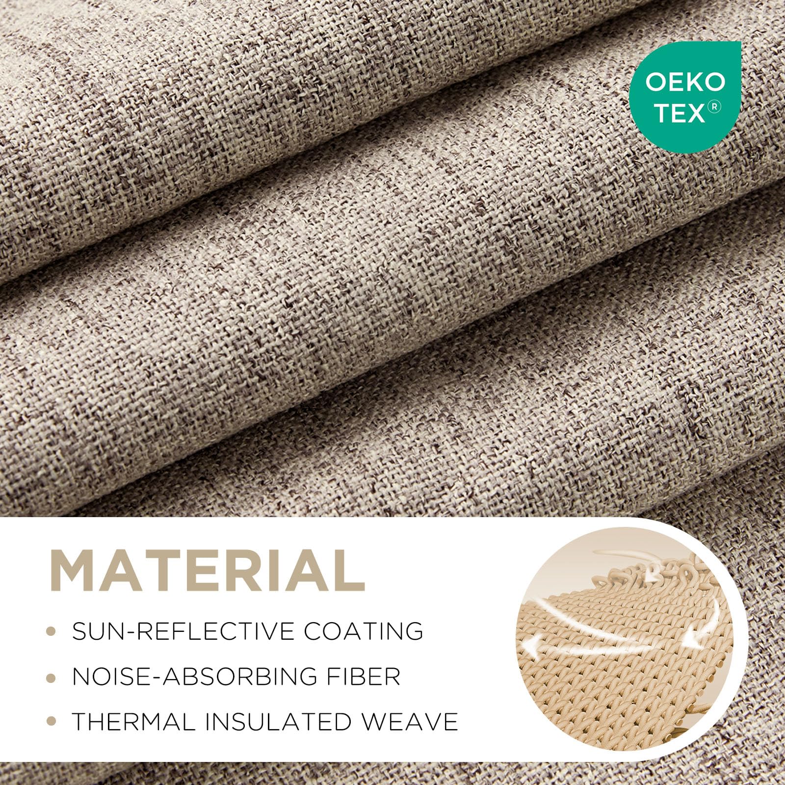 Joydeco close-up of faux linen texture highlighting durable weave and soft touch