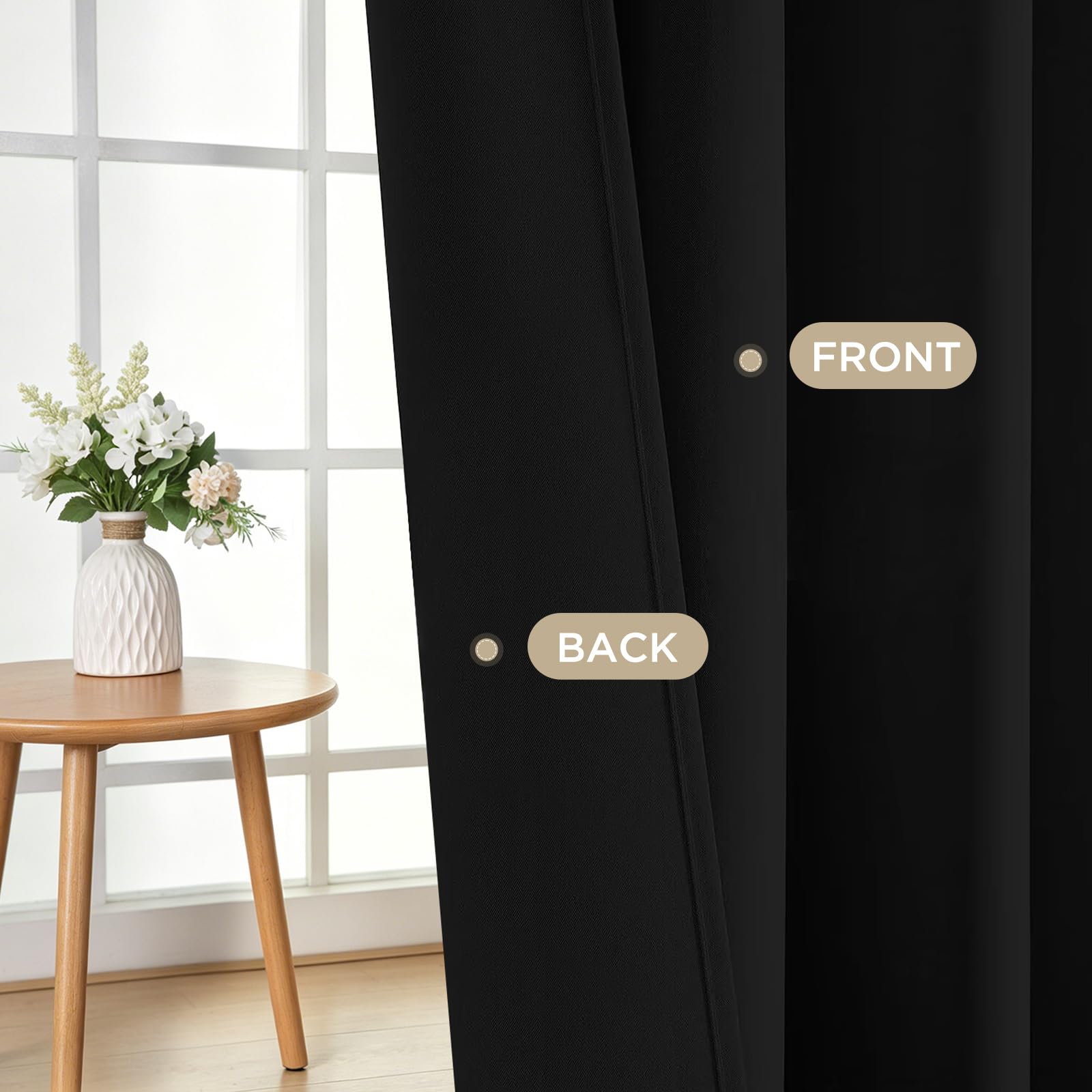 Joydeco hem and stitching detail ensuring durable, wrinkle-resistant finish