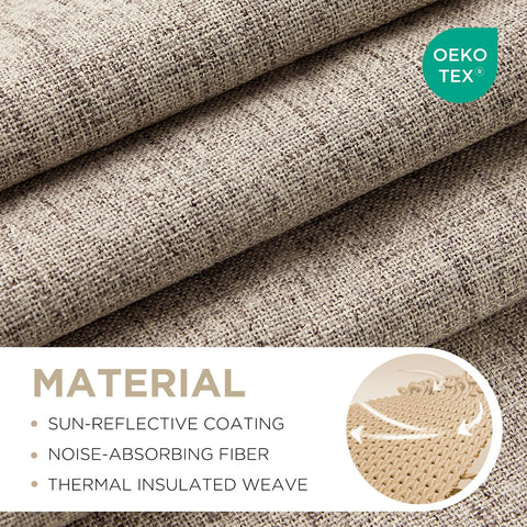 Joydeco fabric close-up highlighting linen texture and durable insulating benefit
