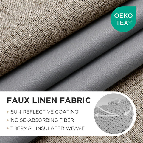 Joydeco close-up of faux-linen texture highlighting elegant drape and tactile finish