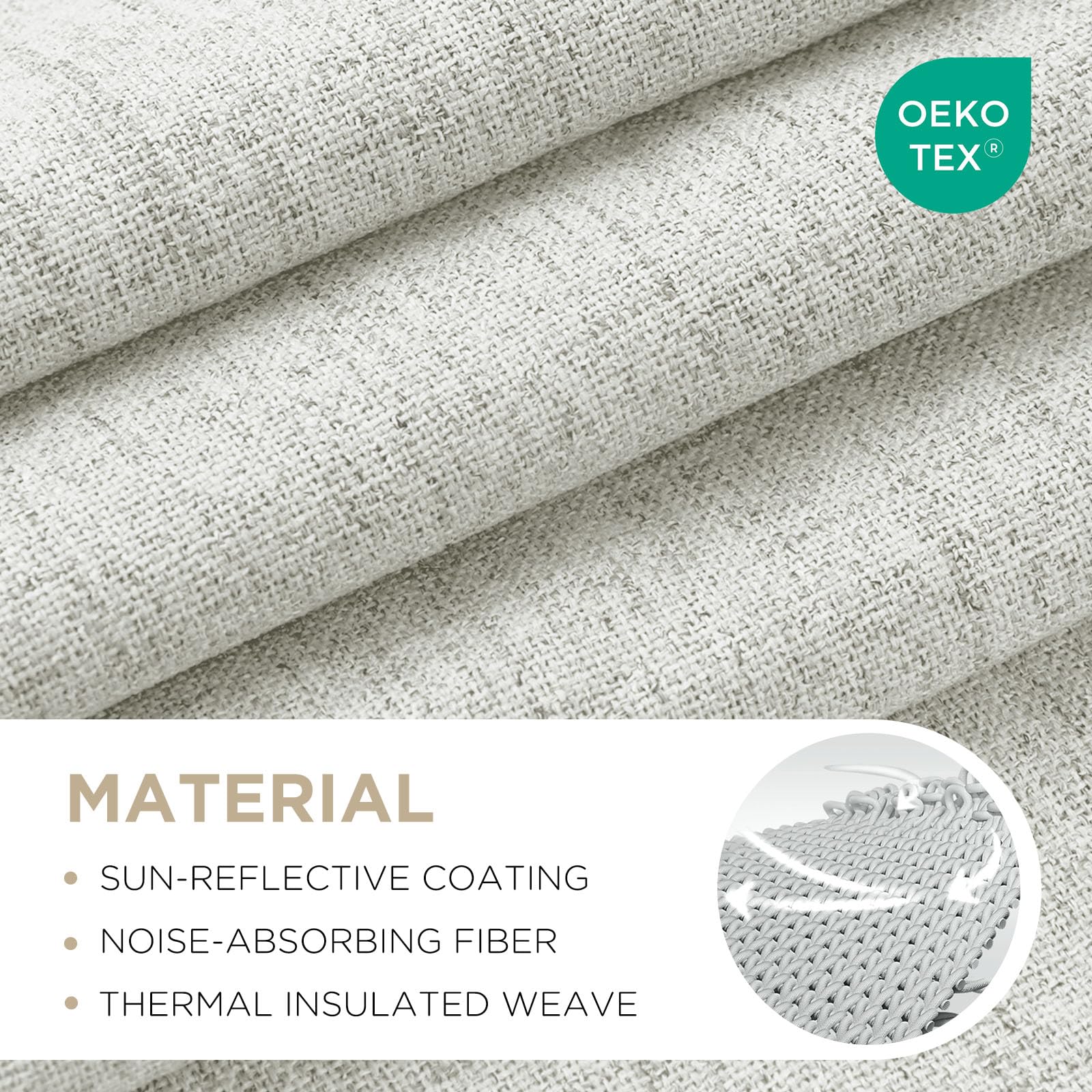 Joydeco fabric close-up showing linen texture and durable heavyweight feel