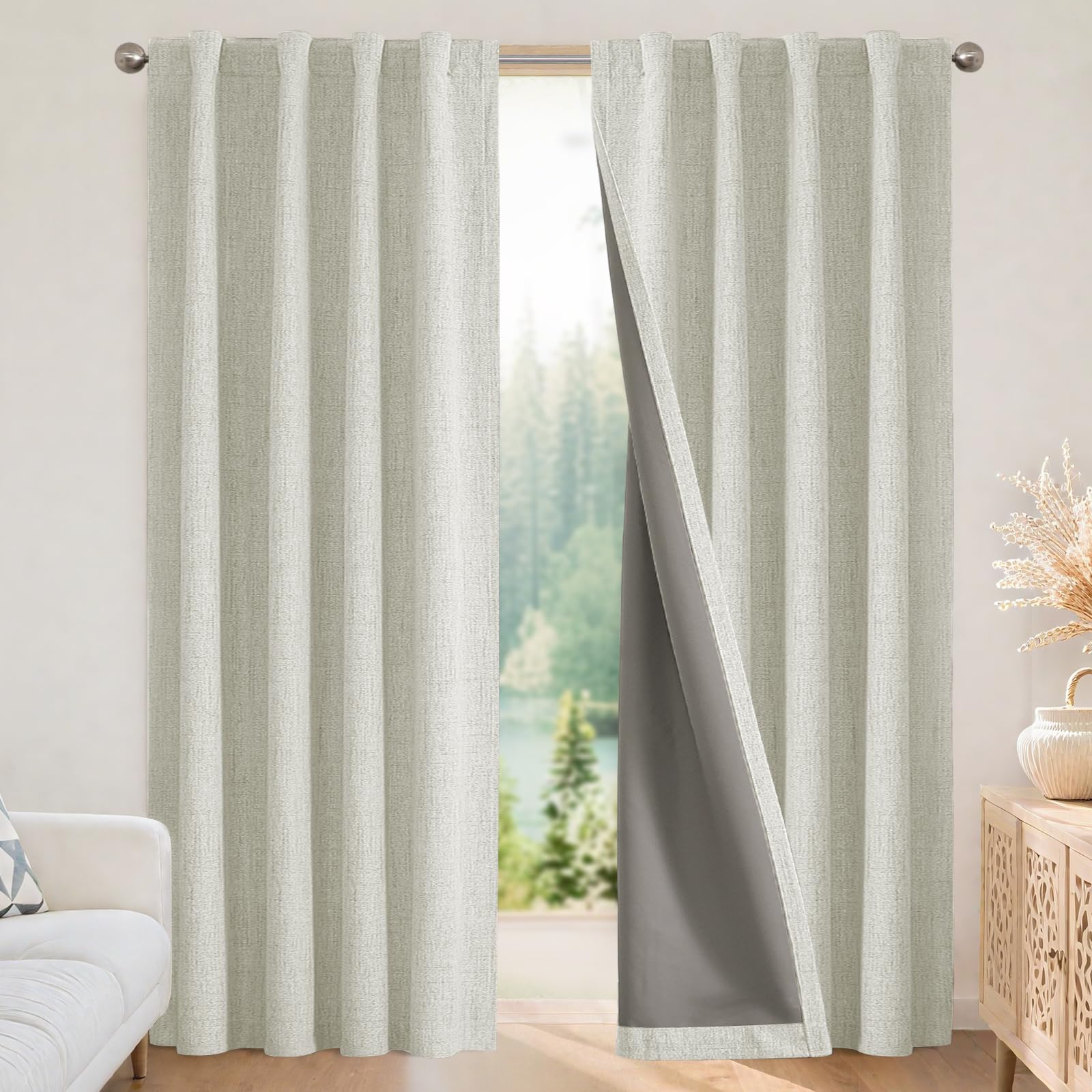 Joydeco front view of two 90 inch panels showing full coverage and refined look