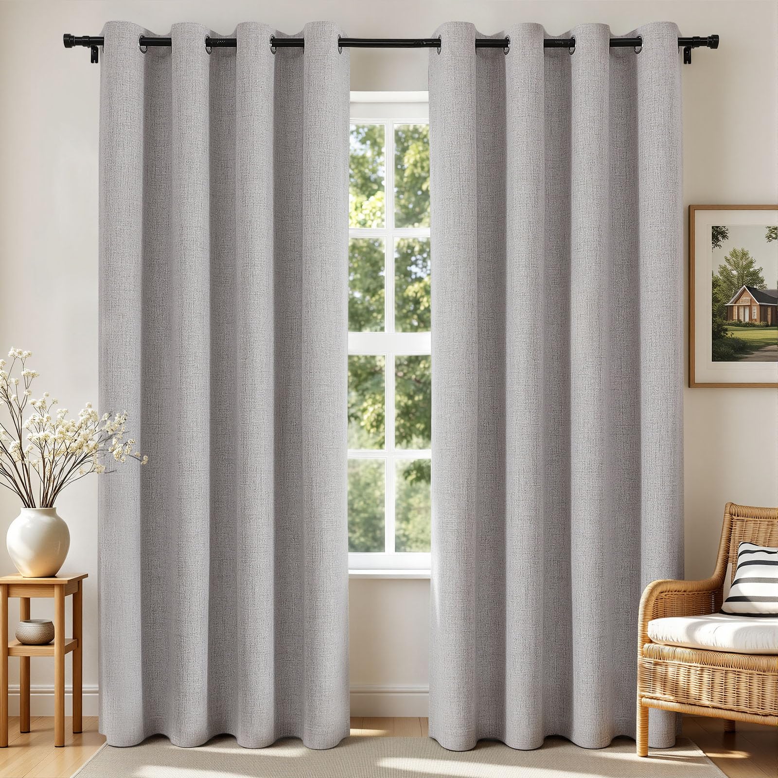 Joydeco front view two panels greyish white showing full coverage and privacy