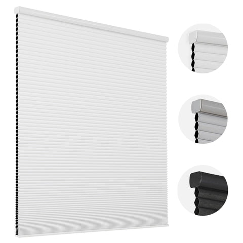 Joydeco front view of white cellular shade showing clean aesthetic and blackout benefit