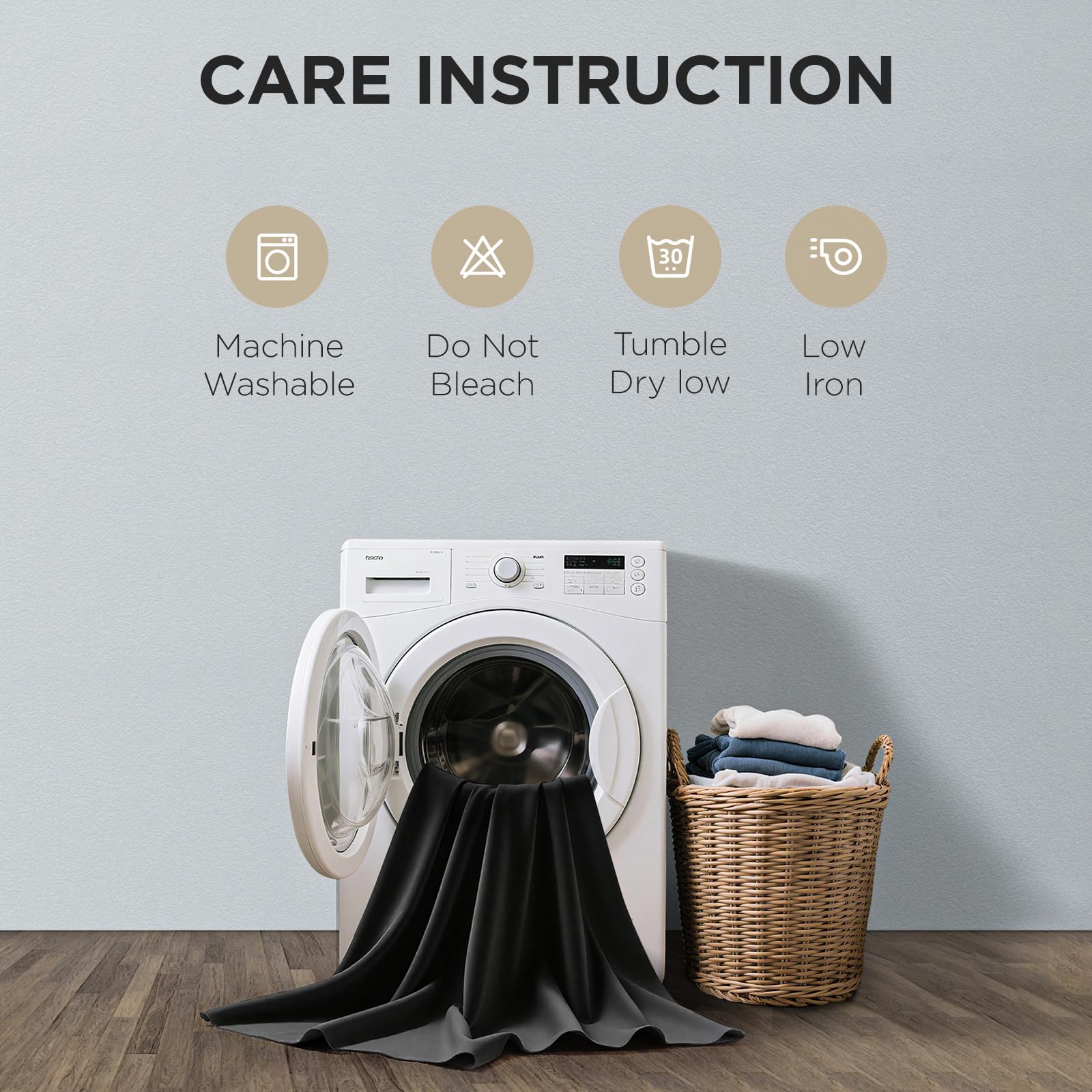 Joydeco laundered panels folded and ready to hang for low-maintenance care