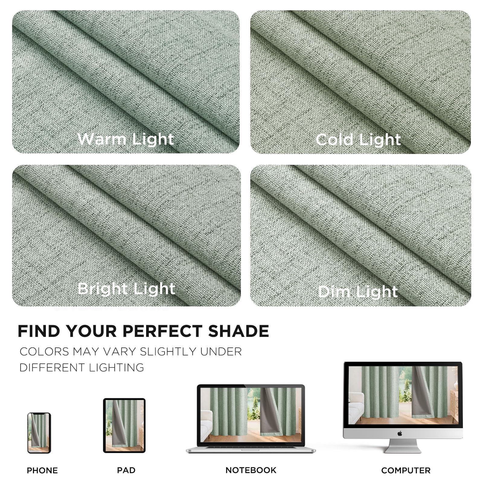 joydeco lifestyle bedroom setting showing sage green curtains enhancing decor