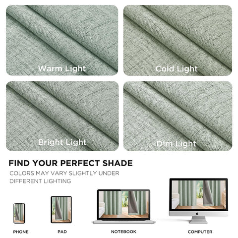 joydeco lifestyle bedroom setting showing sage green curtains enhancing decor