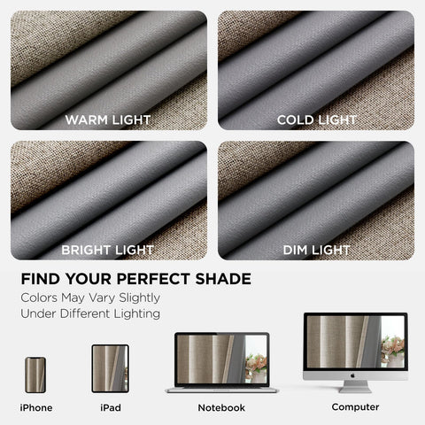 Joydeco packaged curtains with label showing included panel sizes and care info