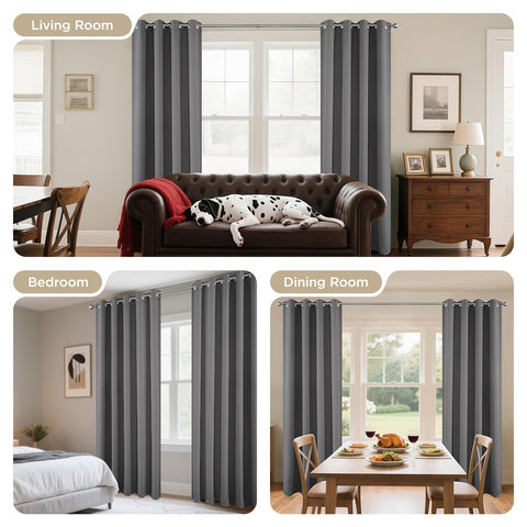 Joydeco side profile of drape folds showing thermal insulation and noise reduction