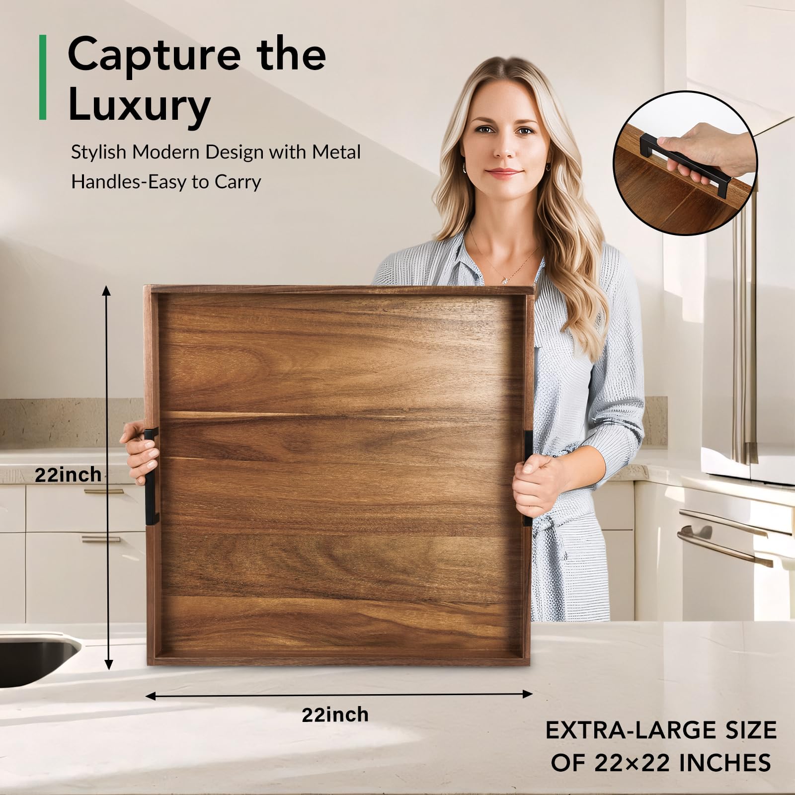 Joy&Grace close-up of acacia wood grain highlighting smooth hand-sanded surface and visual warmth