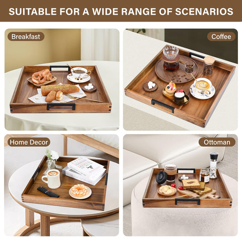 Joy&Grace tray holding breakfast in bed illustrating convenience and spill containment for mornings