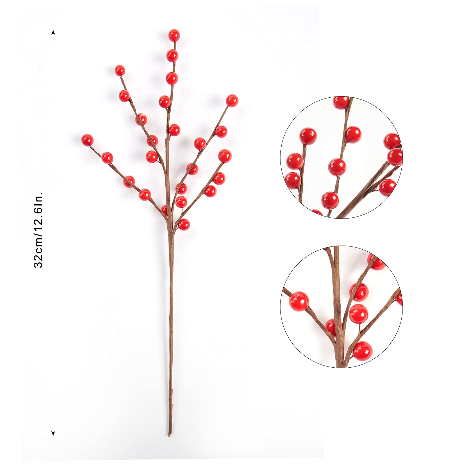 joyhalo stems inserted in wreath adding fullness and rich red accents