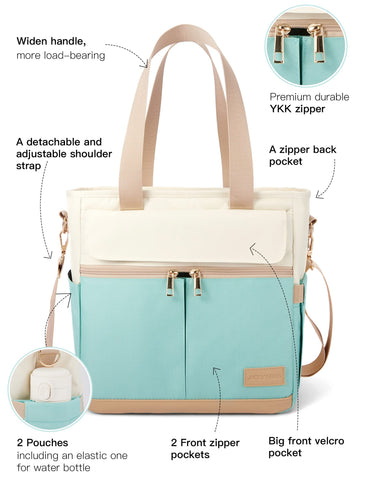 JOYHILL E-GREEN lunch tote open top packed with containers showing generous 16.2L capacity benefit