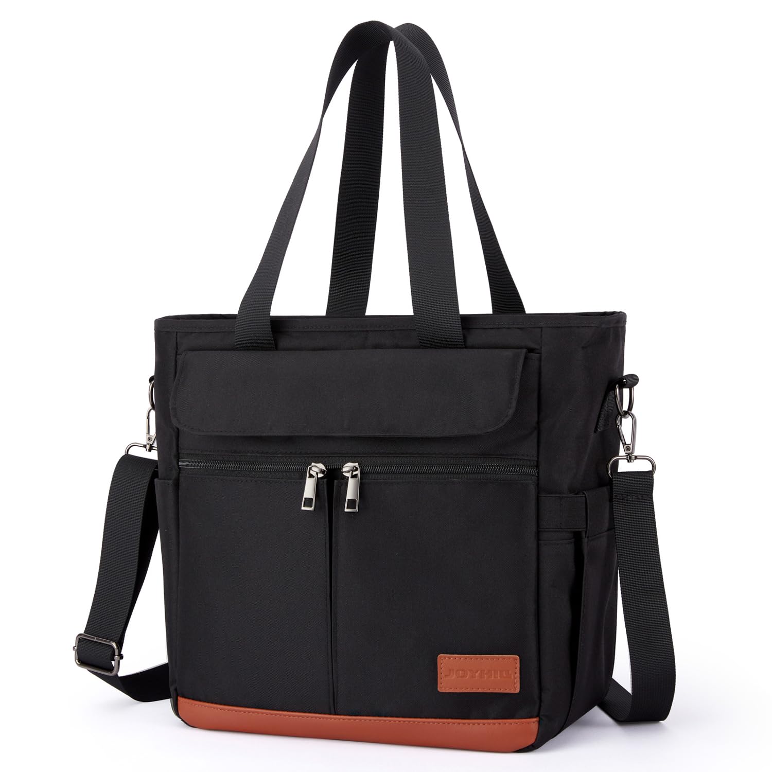 JOYHILL front view of black lunch bag showing sleek design and capacity benefit