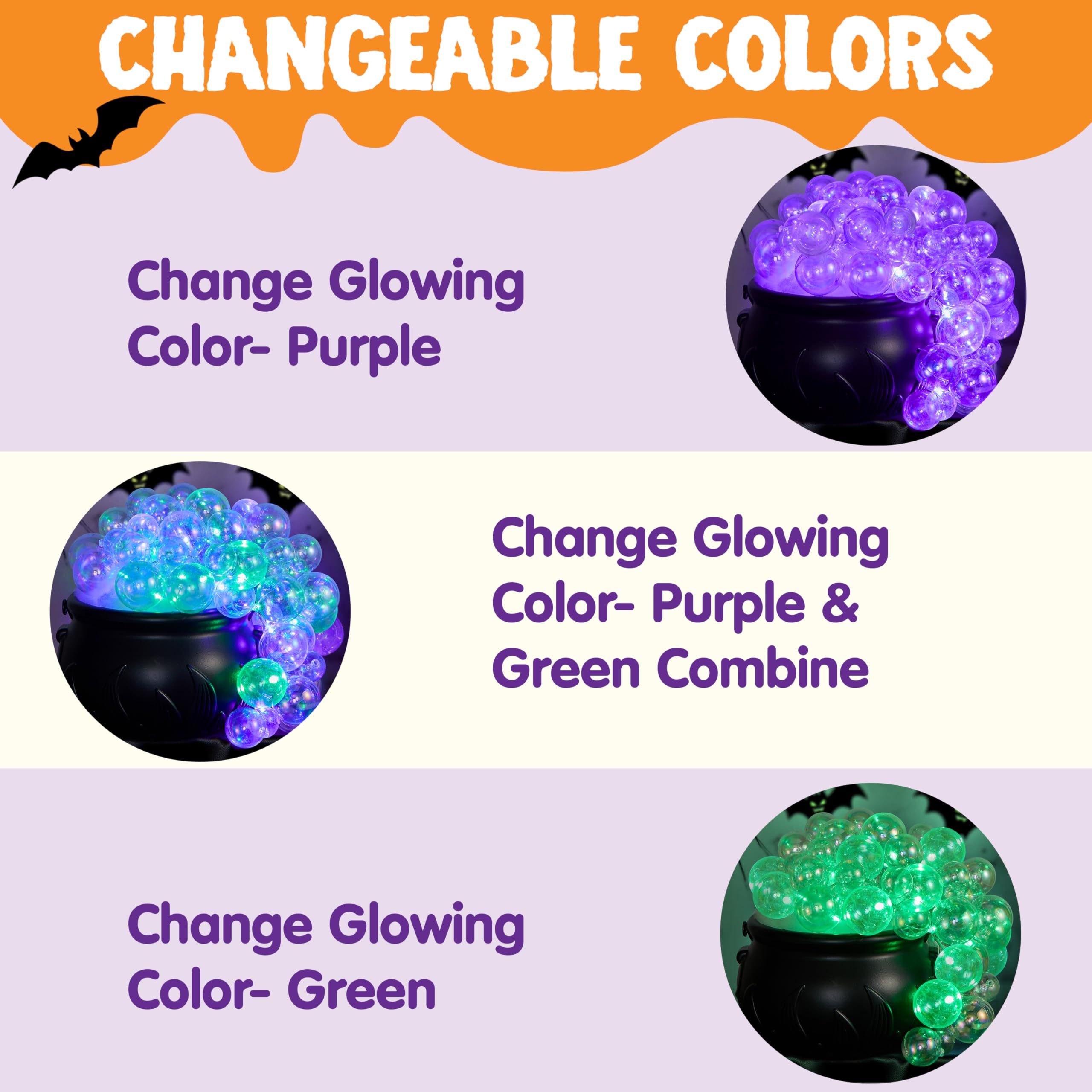 JOYIN close-up of LED string lights showing purple and green color-change effect