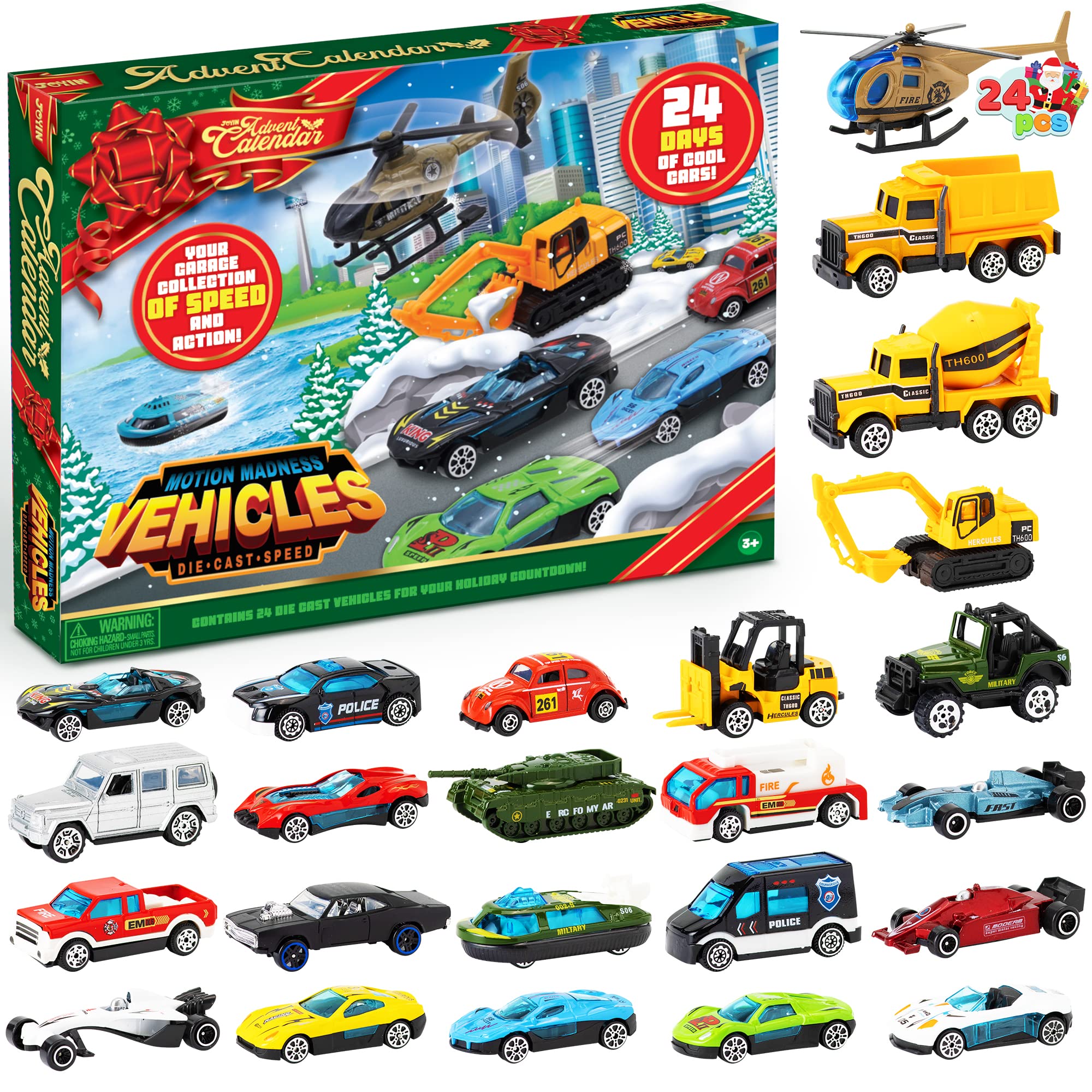 JOYIN front packaging showing festive advent calendar and 24 doors, encourages daily surprises