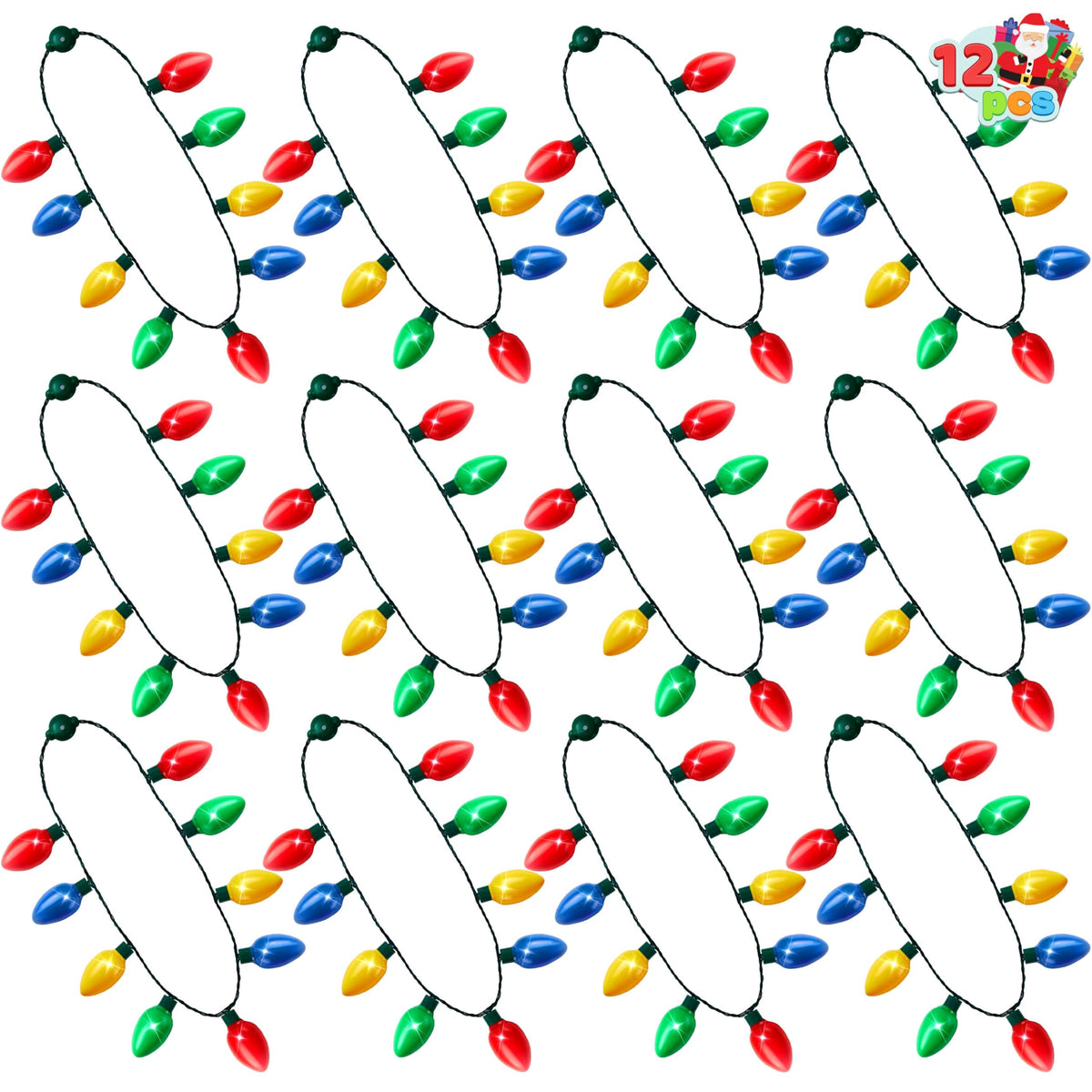 JOYIN front packaging showing 12-count LED necklaces for quick party setup