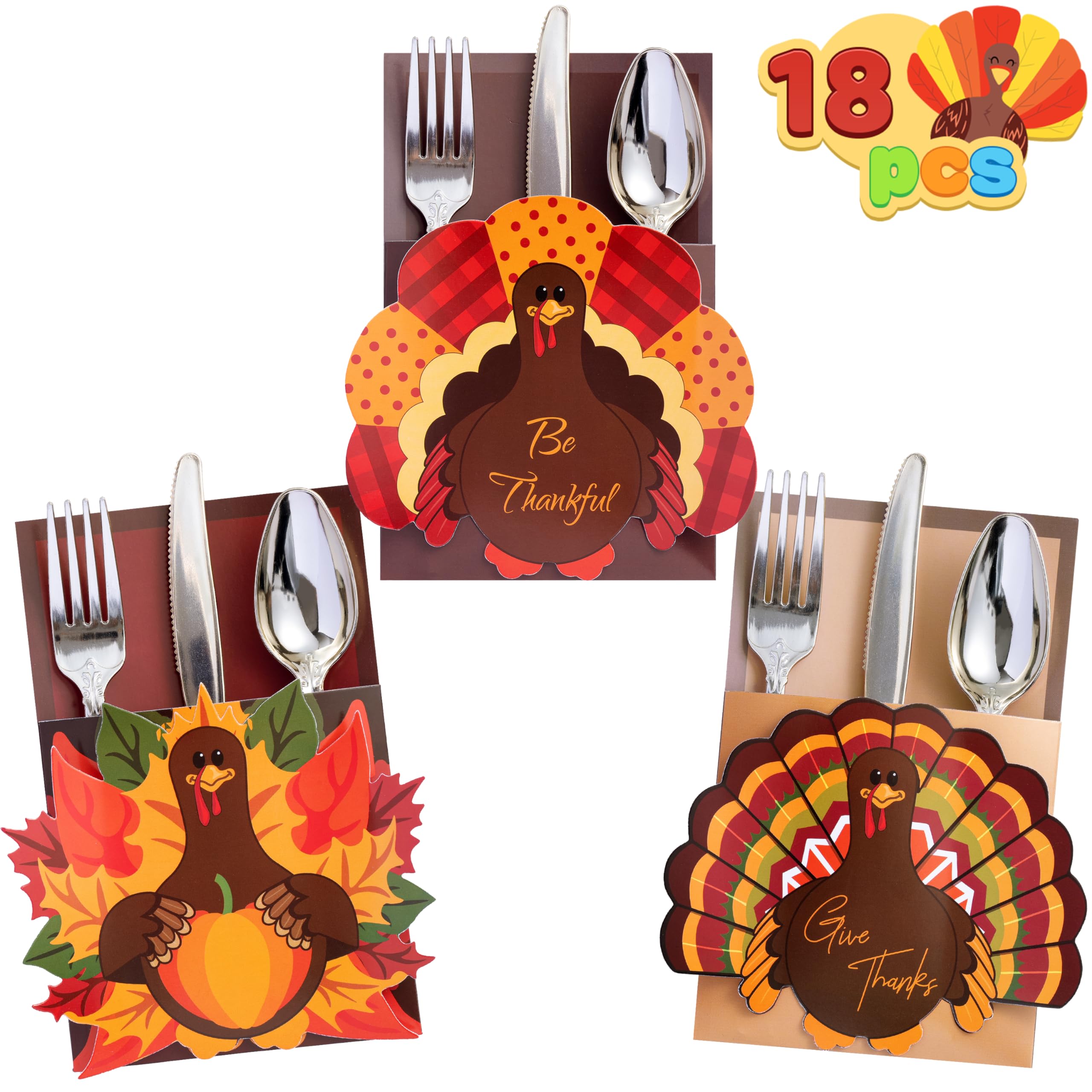 JOYIN front packaging showing full set and festive turkey design for quick table setup