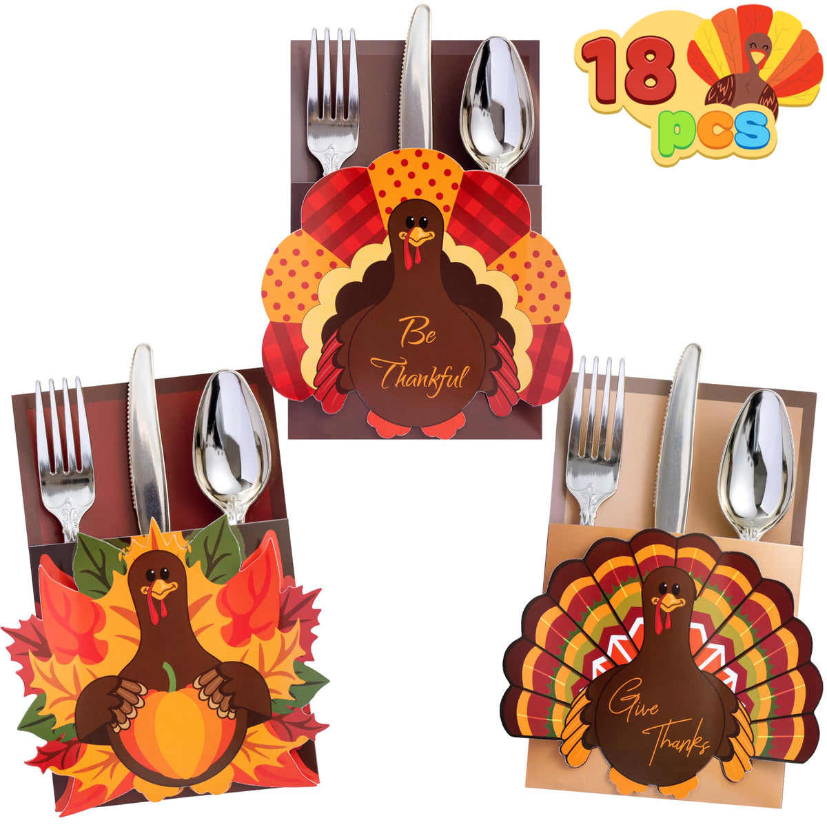 JOYIN front packaging showing full set and festive turkey design for quick table setup