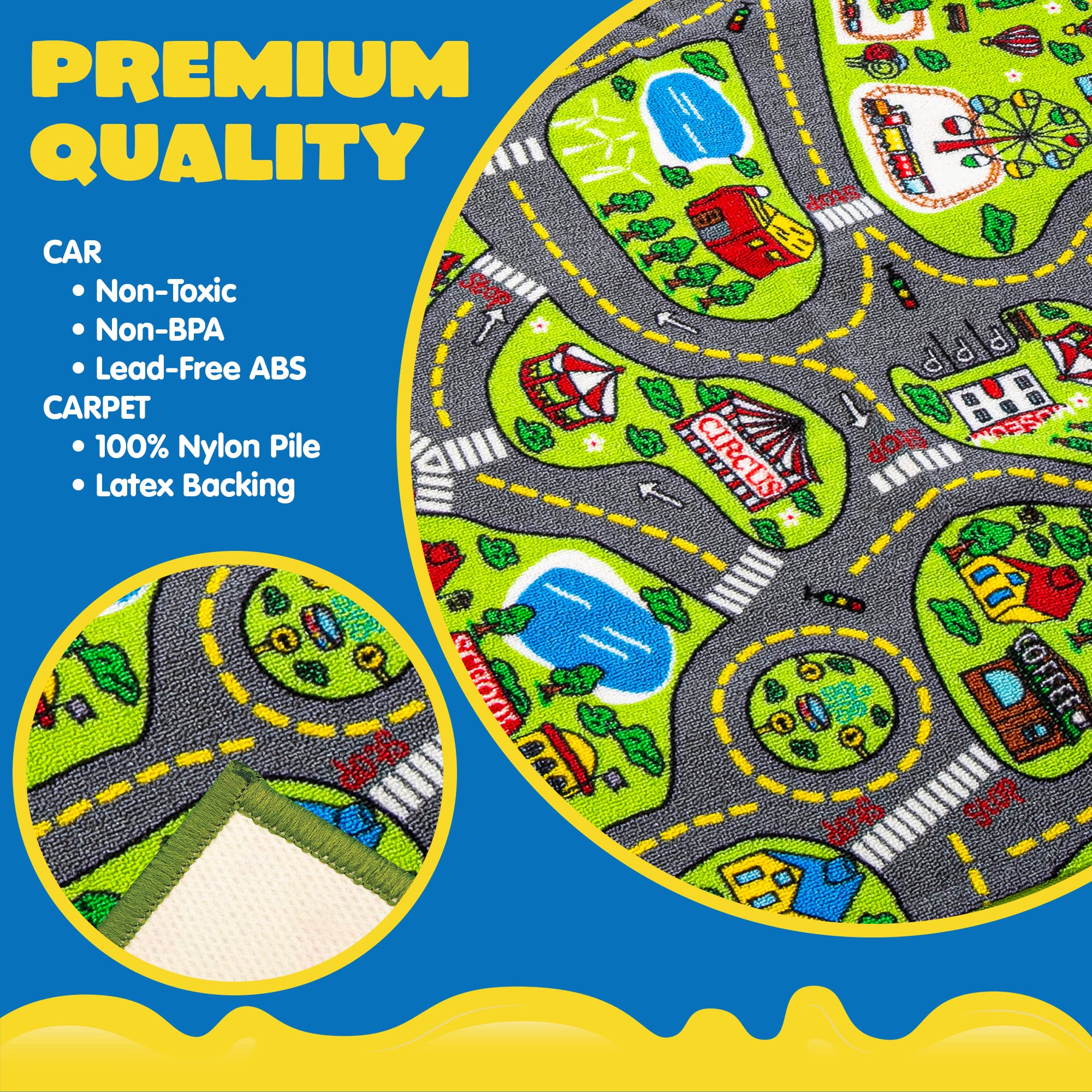 JOYIN toy car moving on printed street illustrating friction action for active play