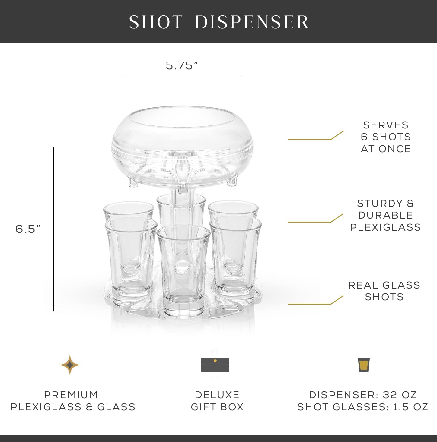 JoyJolt close-up of real glass shot cups highlighting stable goblet shape for premium feel