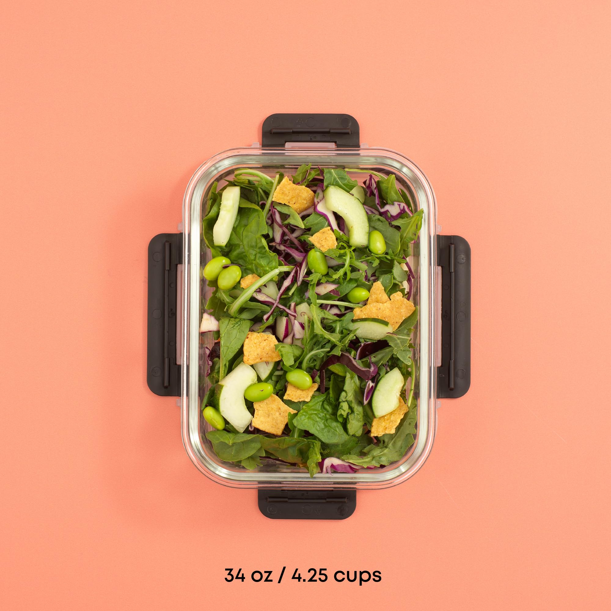 JoyJolt container filled with salad demonstrating fresh transport and meal prep convenience