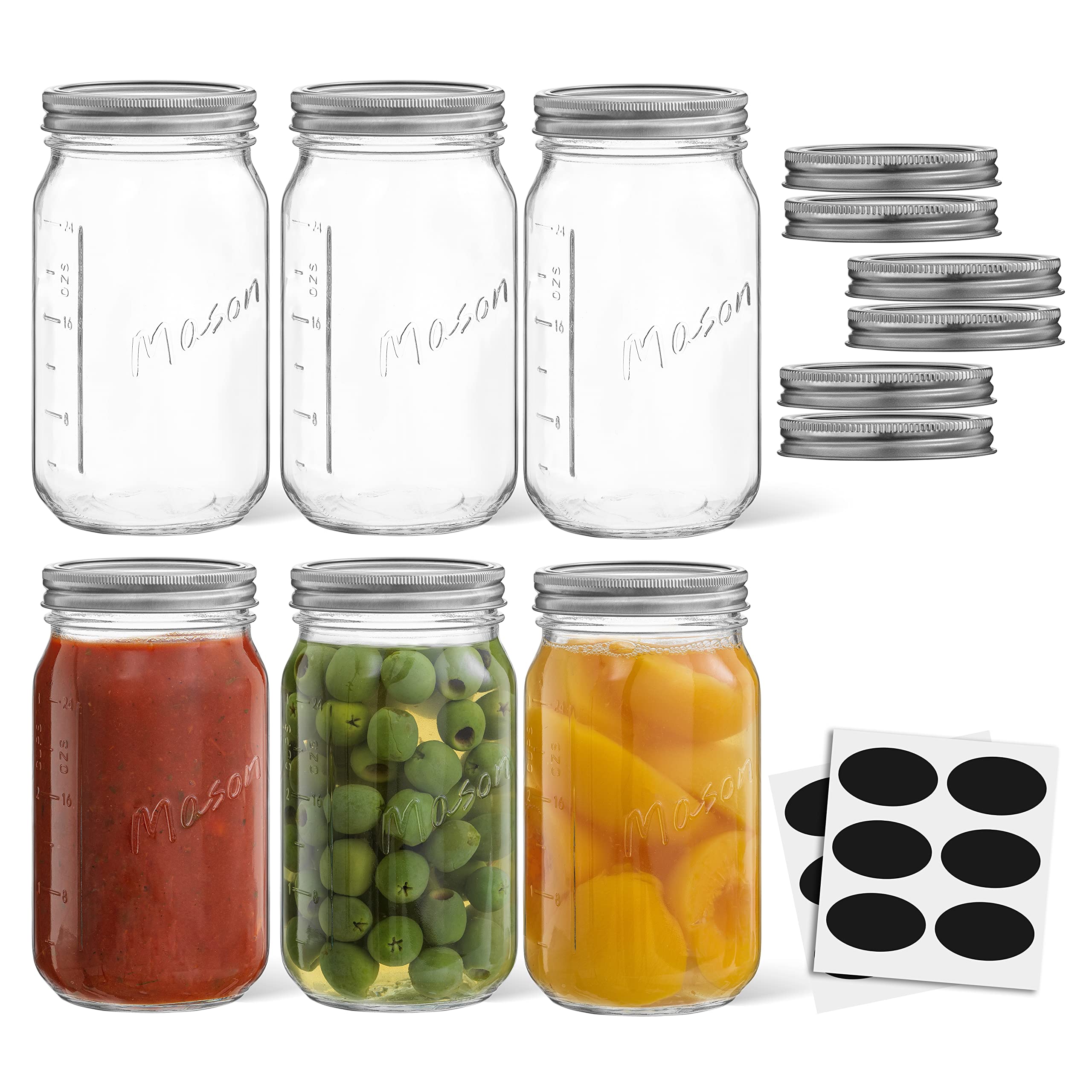 JoyJolt front packaging showing six 32 oz mason jars for durable storage