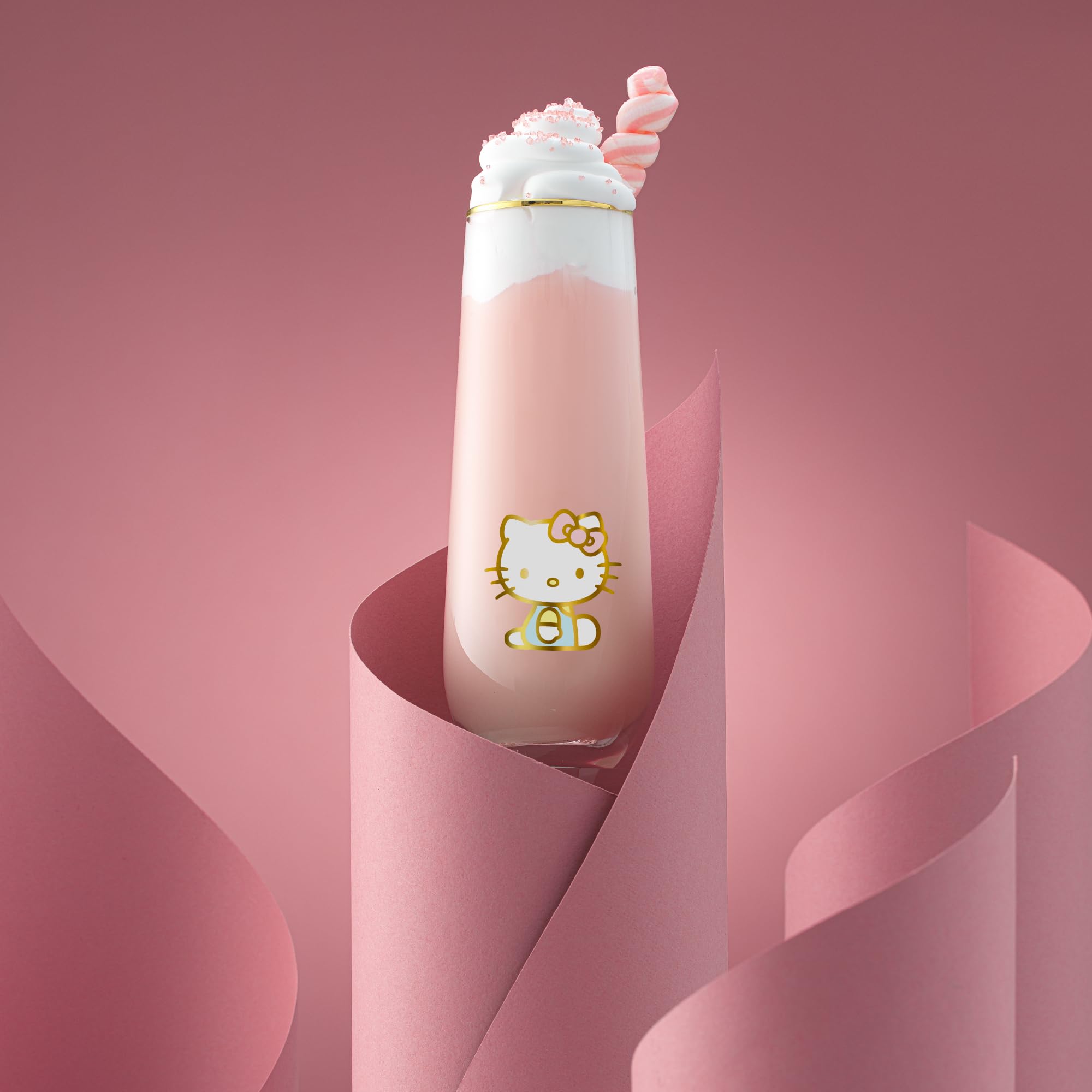 JoyJolt base detail of Hello Kitty flute showing flat bottom and stable placement benefit