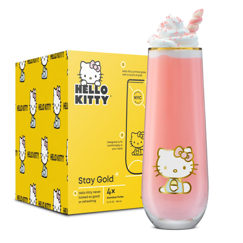 JoyJolt close detail of Hello Kitty artwork and logo showing licensed design and visual charm benefit