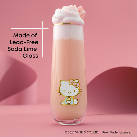 JoyJolt hand holding a Hello Kitty glass to show scale and ergonomic hold benefit