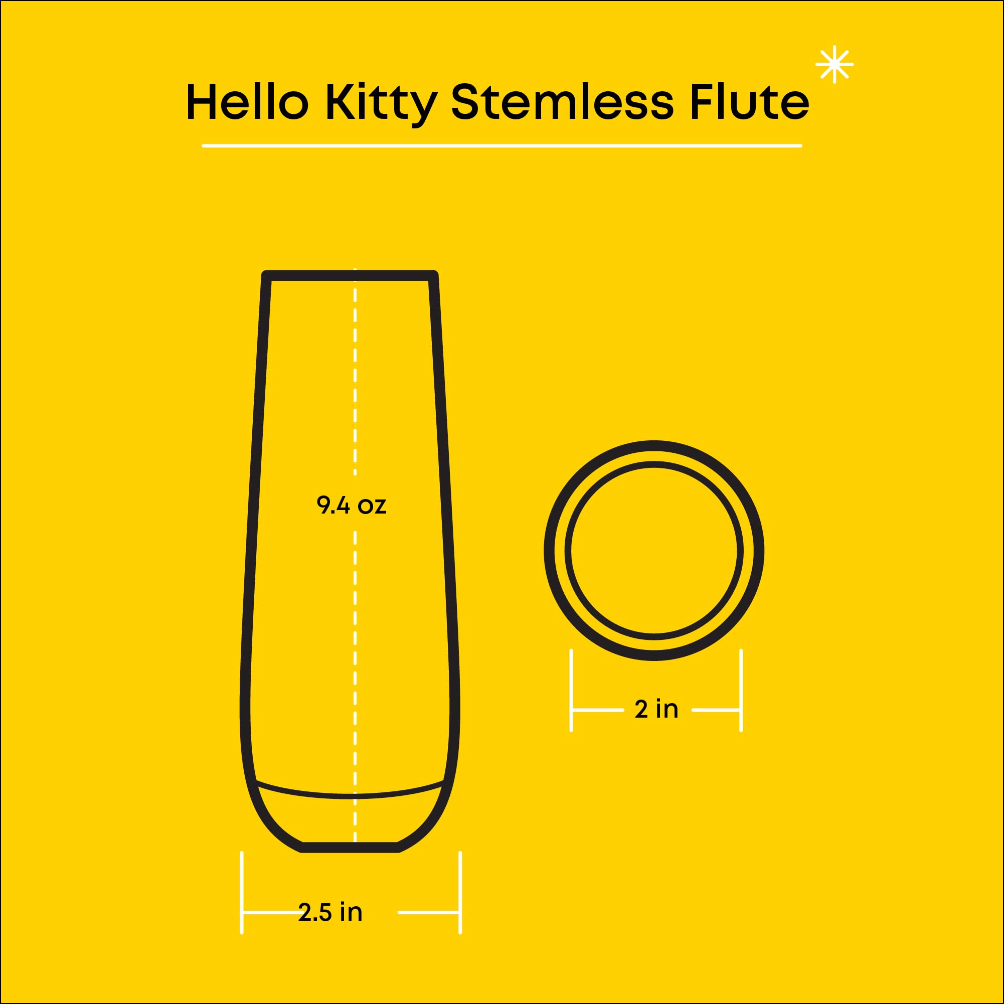 JoyJolt side profile of slim tall Hello Kitty flute showing narrow silhouette and comfortable grip benefit